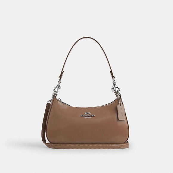 NWT Coach Teri Shoulder Bag CV938 Clay/Silver with an unbranded scarf.